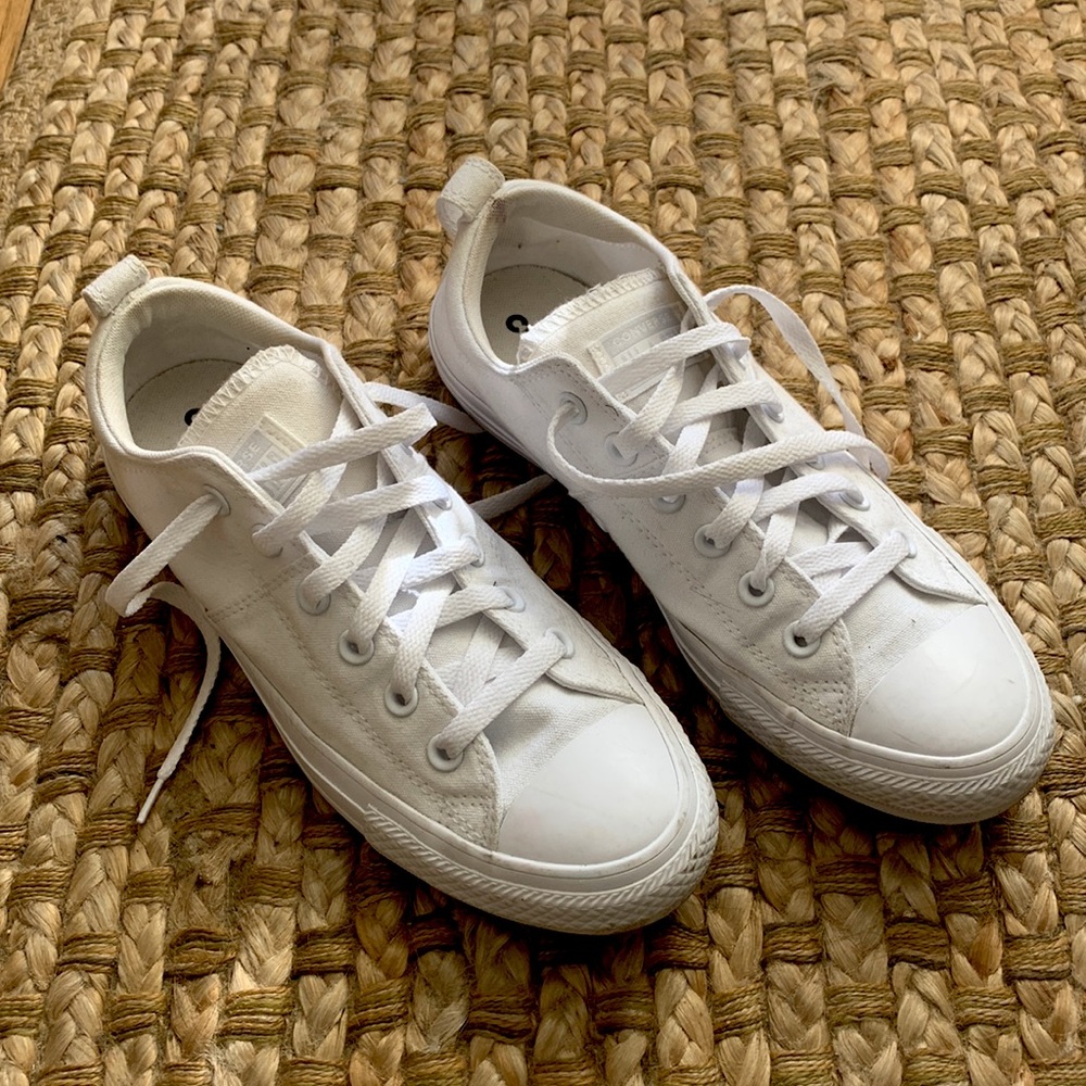 All white converse sneakers